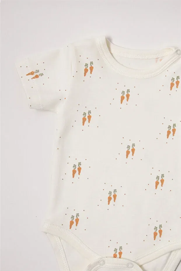 Детское боди для новорожденных с коротким рукавом Interlock Short Sleeve Body Ay Bebetto, Ecru — фото 3