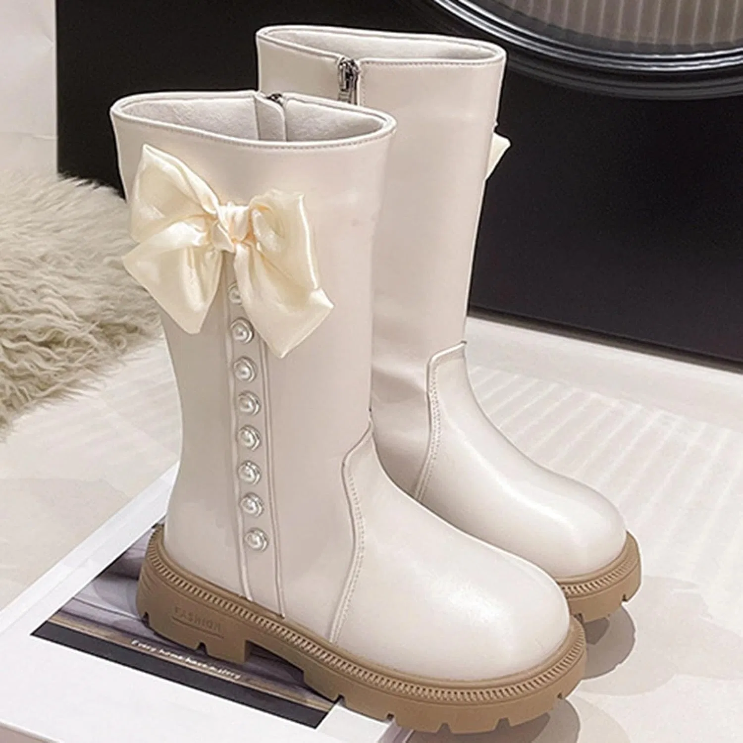 Детские сапоги для девочек с блестками, модель Cowgirl Boots Glitter, бренд, White — фото 2