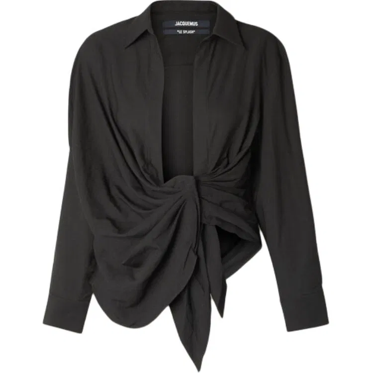 Рубашка женская с поло воротником, Jacquemus, Black