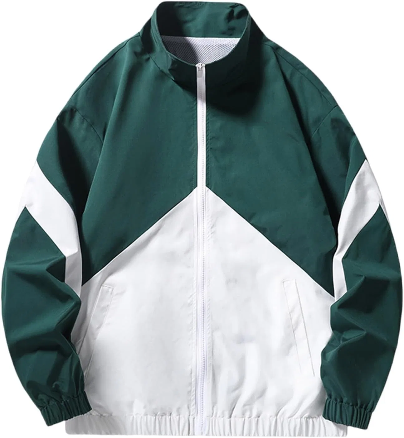 Мужская спортивная куртка без капюшона, оверсайз, A02_green