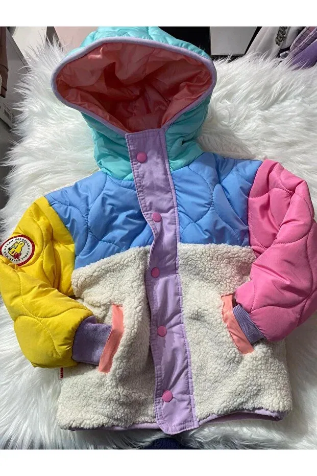 Детское пальто для девочек плюшевое Mayakids, Multicolor — фото 2