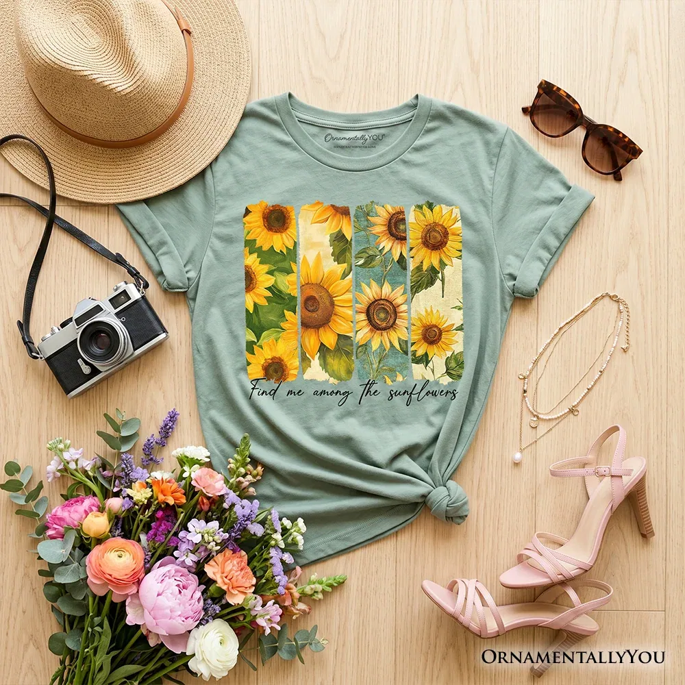 Детская футболка для девочек с принтом Find Me Among the Sunflowers OrnamentallyYou, Sage