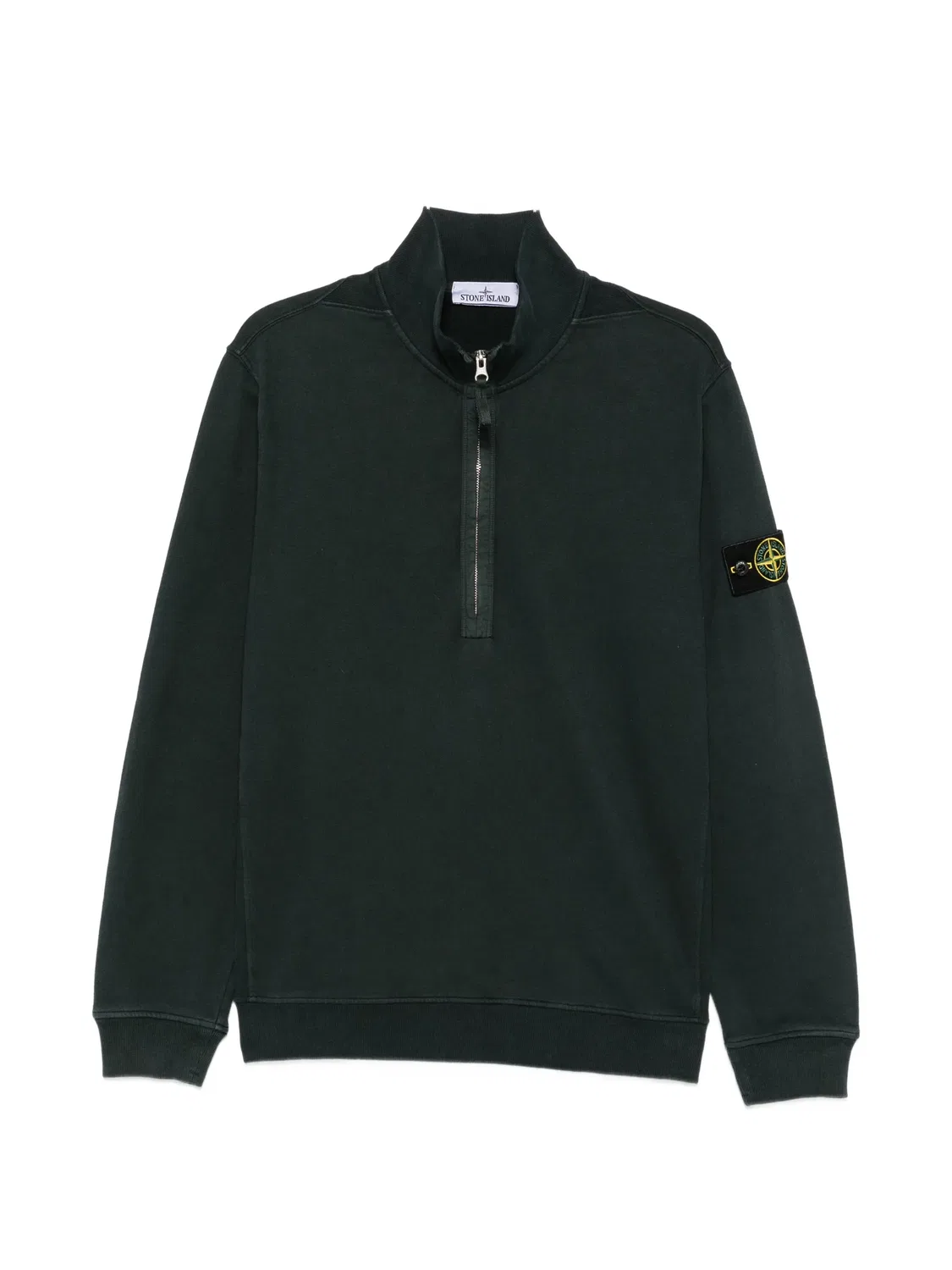 Свитер с нашивкой и молнией до середины груди Stone Island, зеленый
