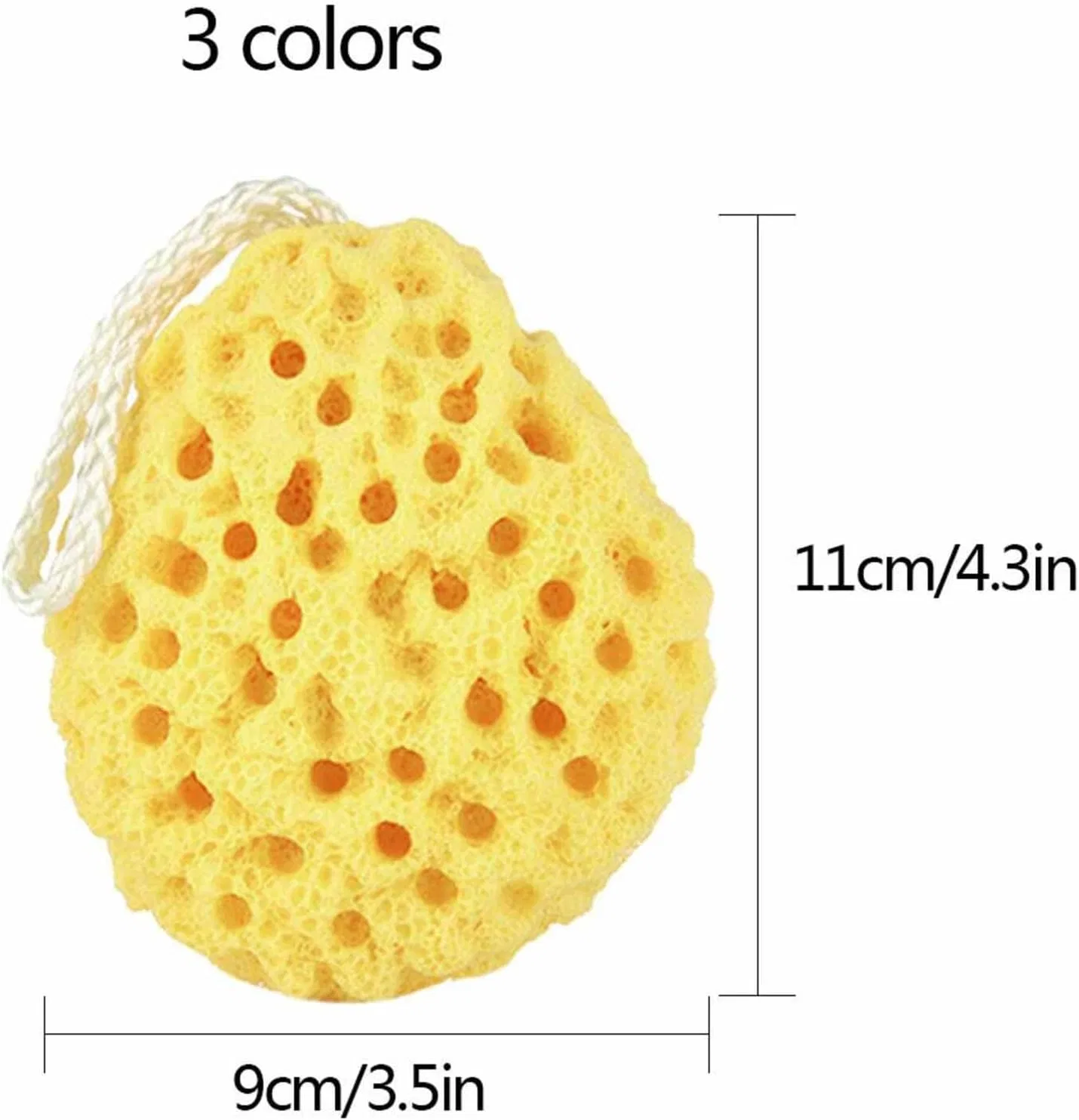 Мочалка для тела 3 шт, Натуральное волокно, Honeycomb, мультиколор Generic — фото 2