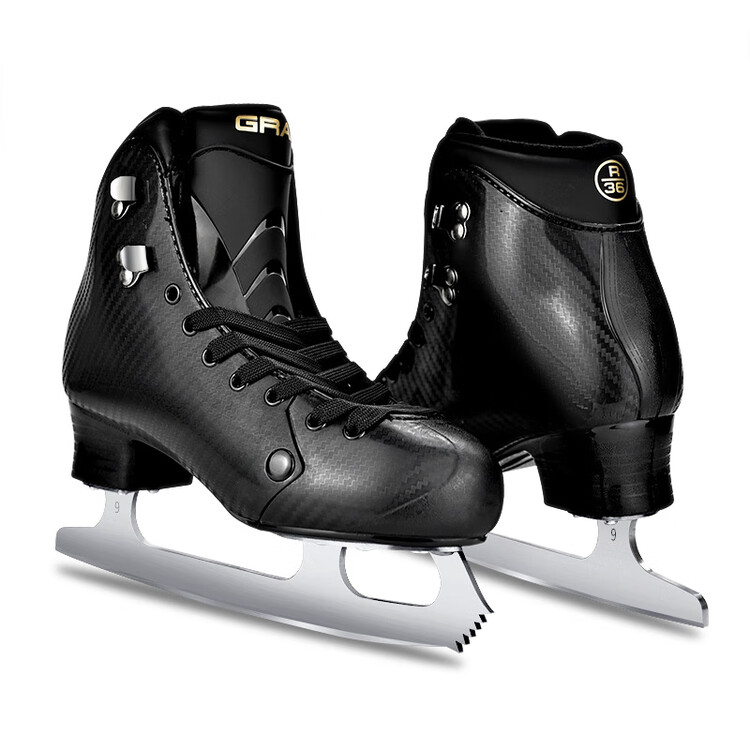 

GRAF Коньки для фигурного катания для детей и взрослых, прокатные, настраиваемые, модель 21E Black, размер 35