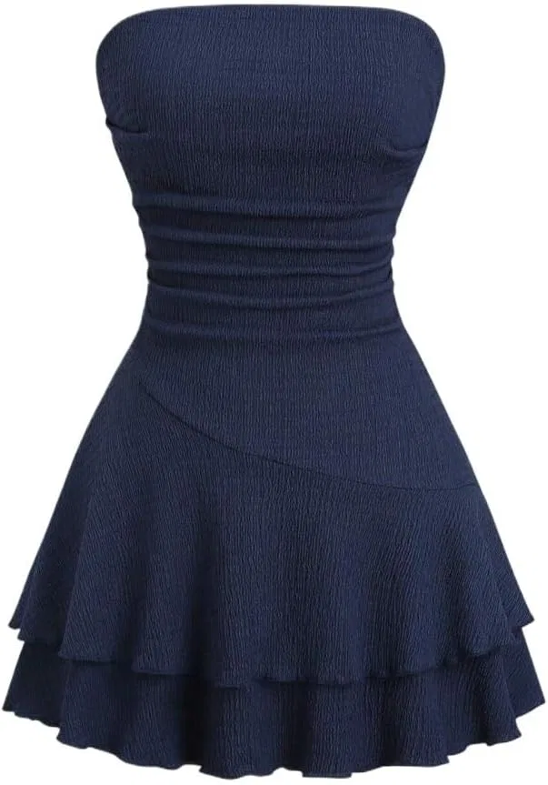 Женское повседневное мини-платье A-силуэта CIVOUX, Navy Blue