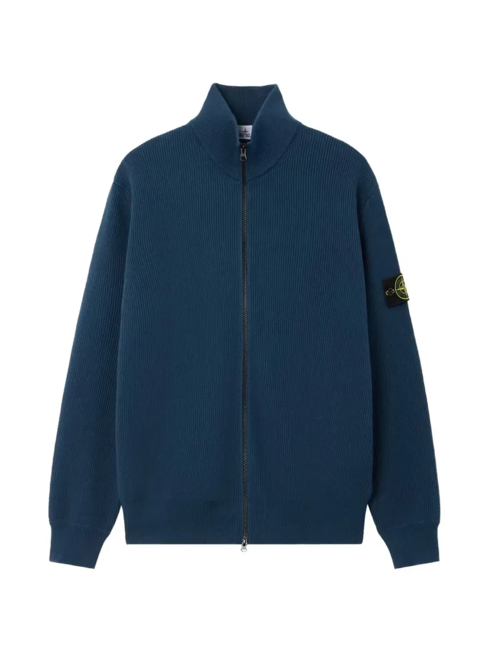 Кардиган на молнии с ребристой вязкой и логотипом Stone Island, синий