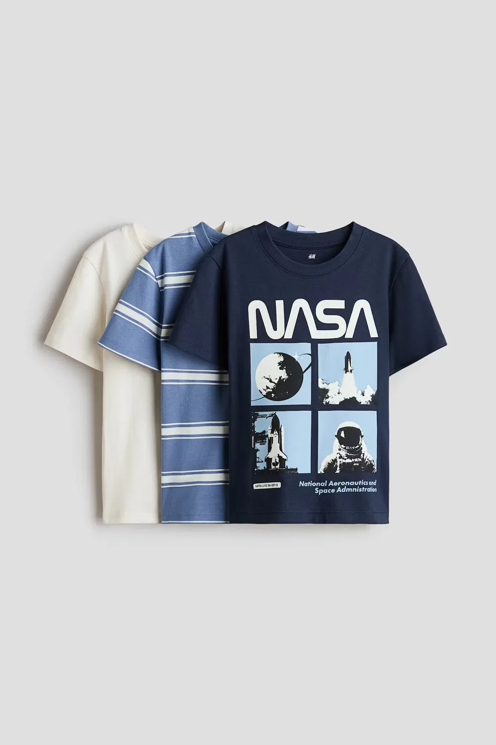 Набор из 3 футболок с принтом H&M, Blau/Nasa