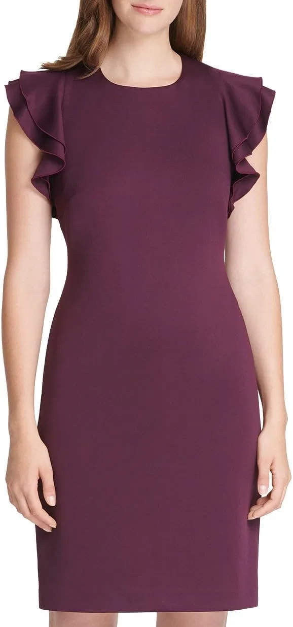 Женское коктейльное платье-футляр с воланами Tommy Hilfiger, Aubergine