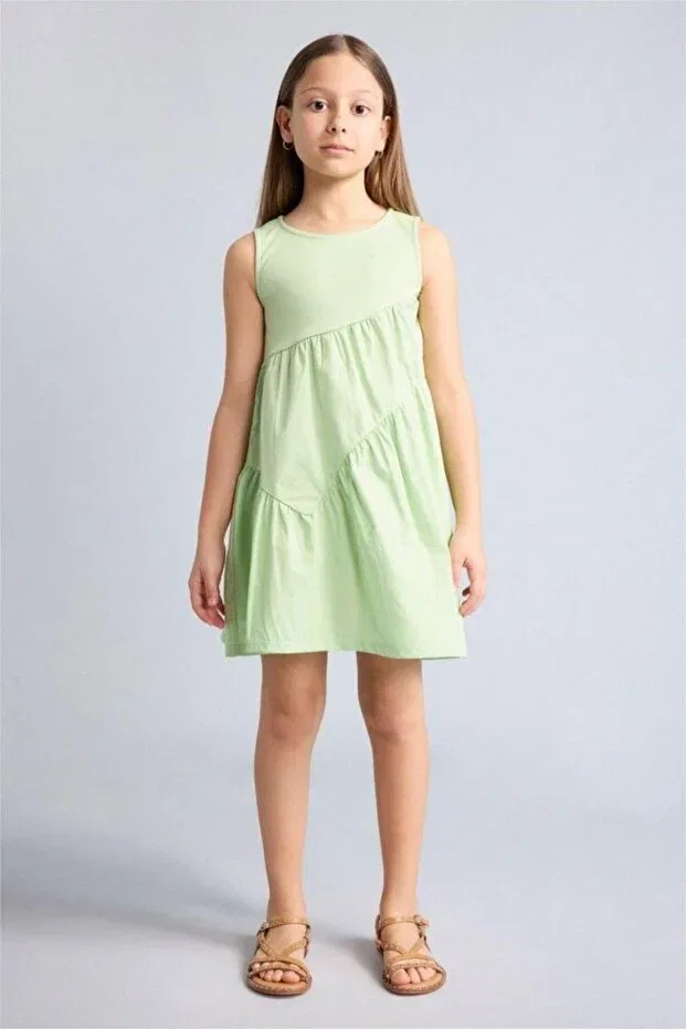 Детское платье для девочек хлопковое Summer Dress Defacto, Lt.Green — фото 2