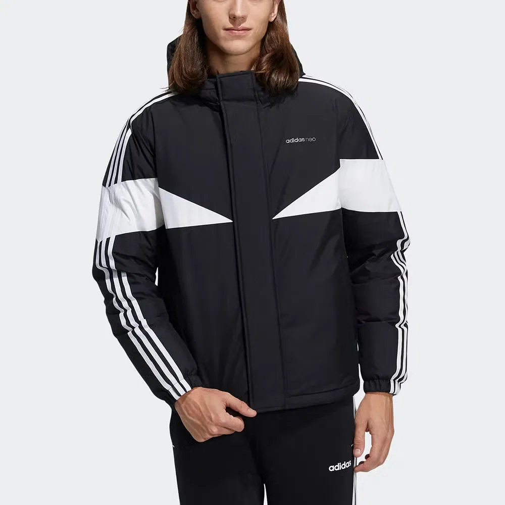 Куртка с капюшоном на пуху Adidas, черная — фото 2