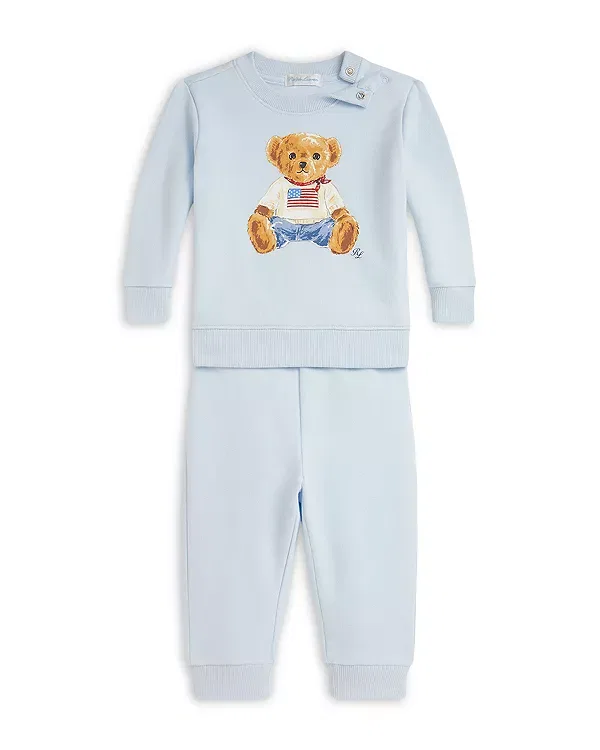Детский комплект из футера с принтом Polo Bear Ralph Lauren, синий