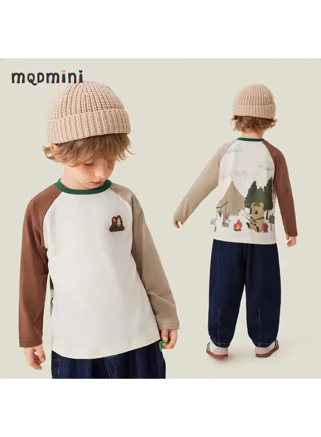 Лонгслив с принтом для мальчиков Mqdmini, кофейный — фото 2