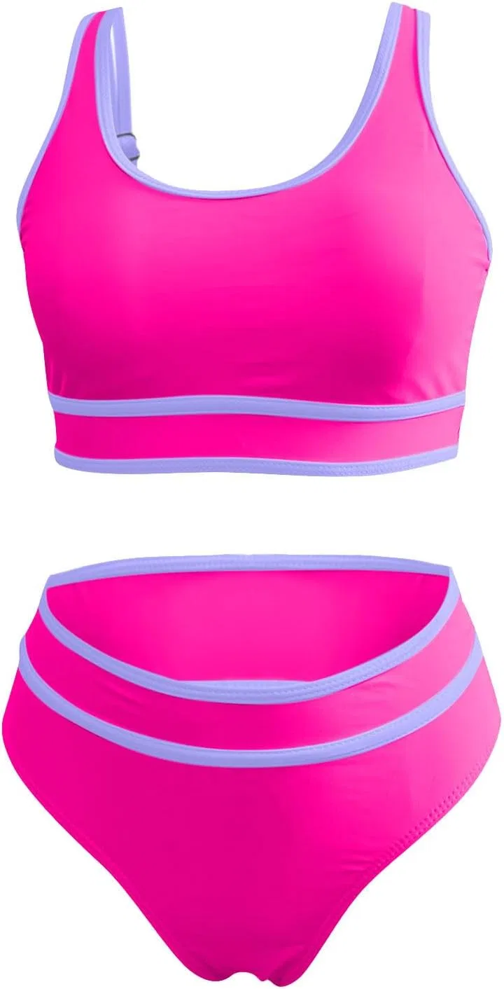 Женский спортивный бикини-сет с высокой талией, Hot Pink — фото 3