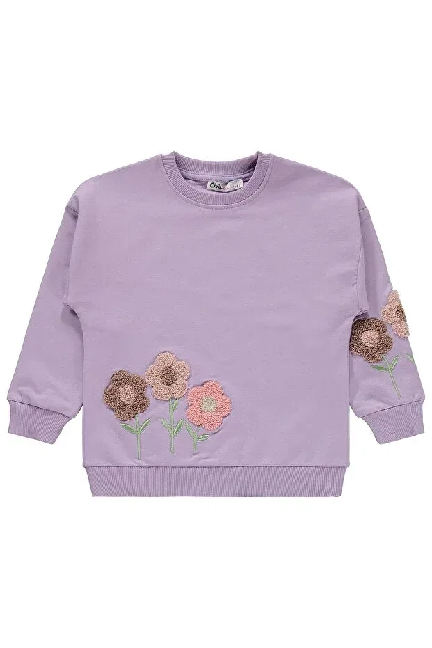 Детский спортивный костюм для девочек с вышивкой Floral Embroidered Tracksuit Set Civil Girls, Lilac — фото 3