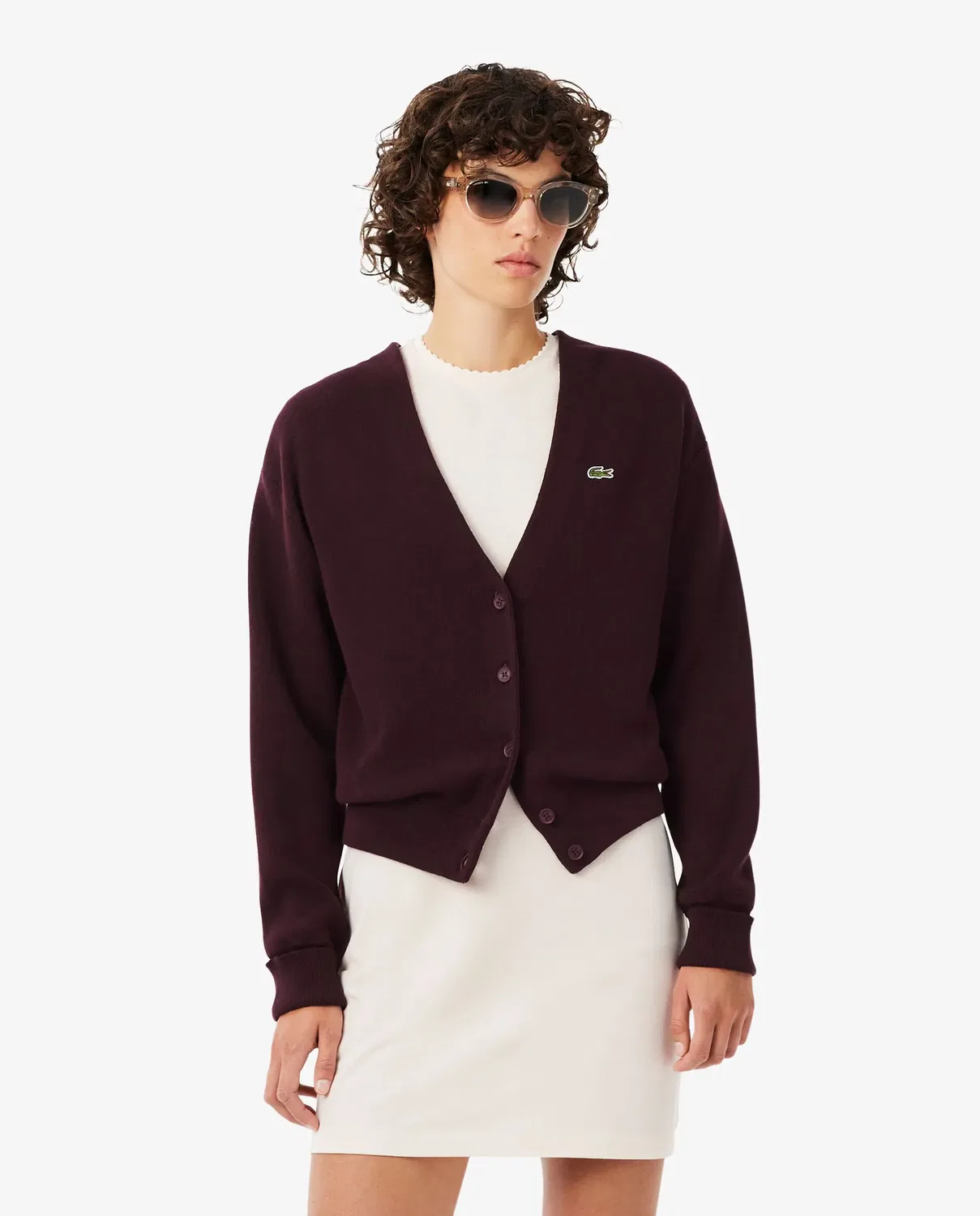 Кардиган женский Lacoste Marrón с V-образным вырезом