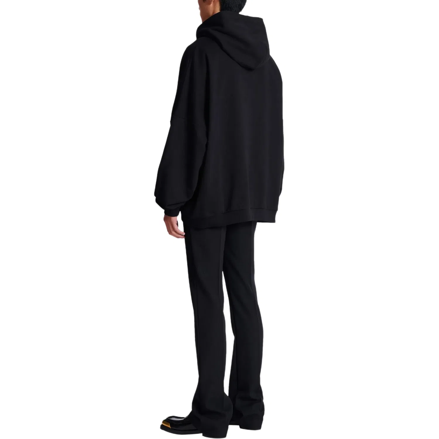 Мужское худи с принтом Logo Printed Hooded Sweatshirt BALMAIN, Black — фото 4
