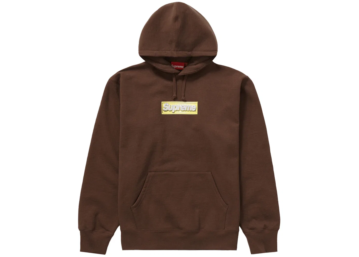 Мужской худи с блестящим принтом Supreme Bling Box Logo Hoodie Supreme, Dark Brown