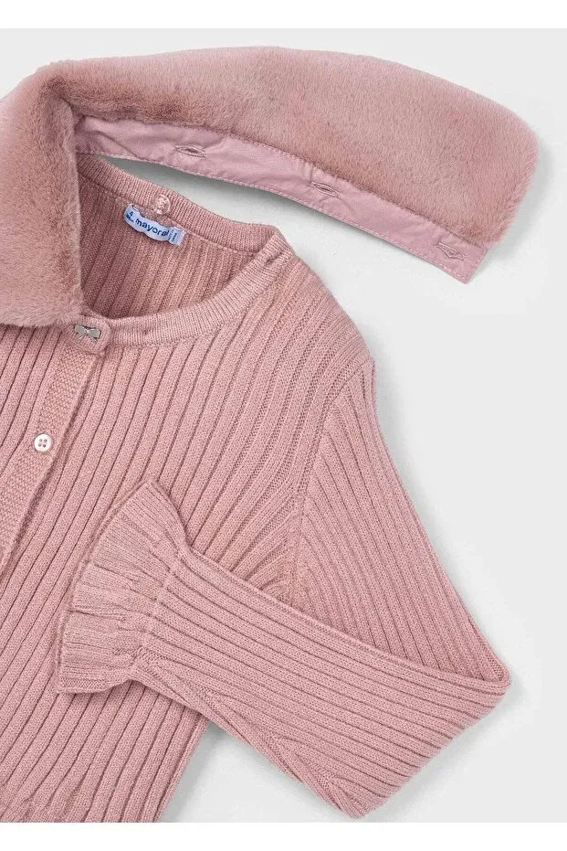 Детский кардиган для девочек с отстегивающимся воротником Mayoral, Pink — фото 3