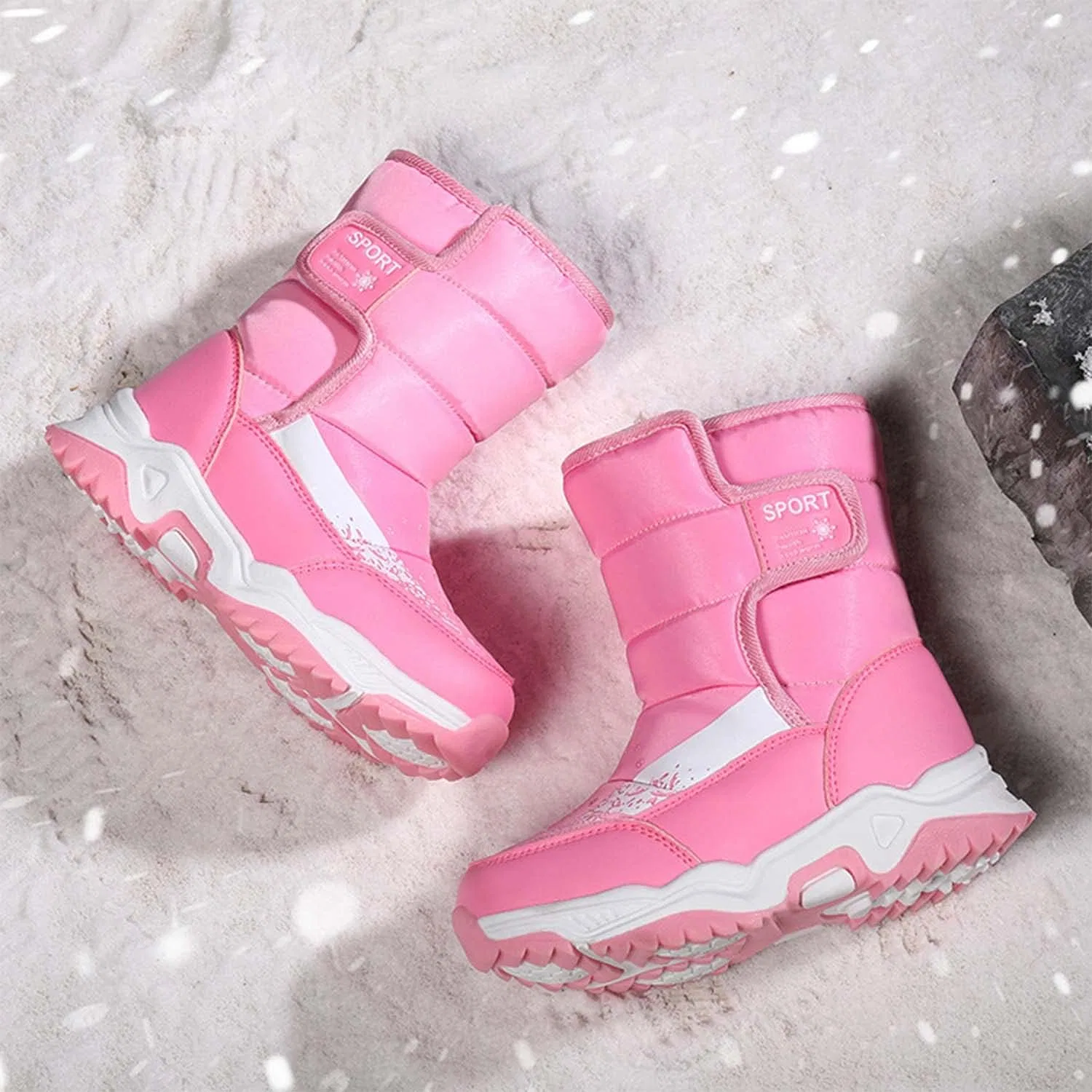 Детские зимние ботинки с меховой подкладкой Snow Boots Eliogn, Pink — фото 3