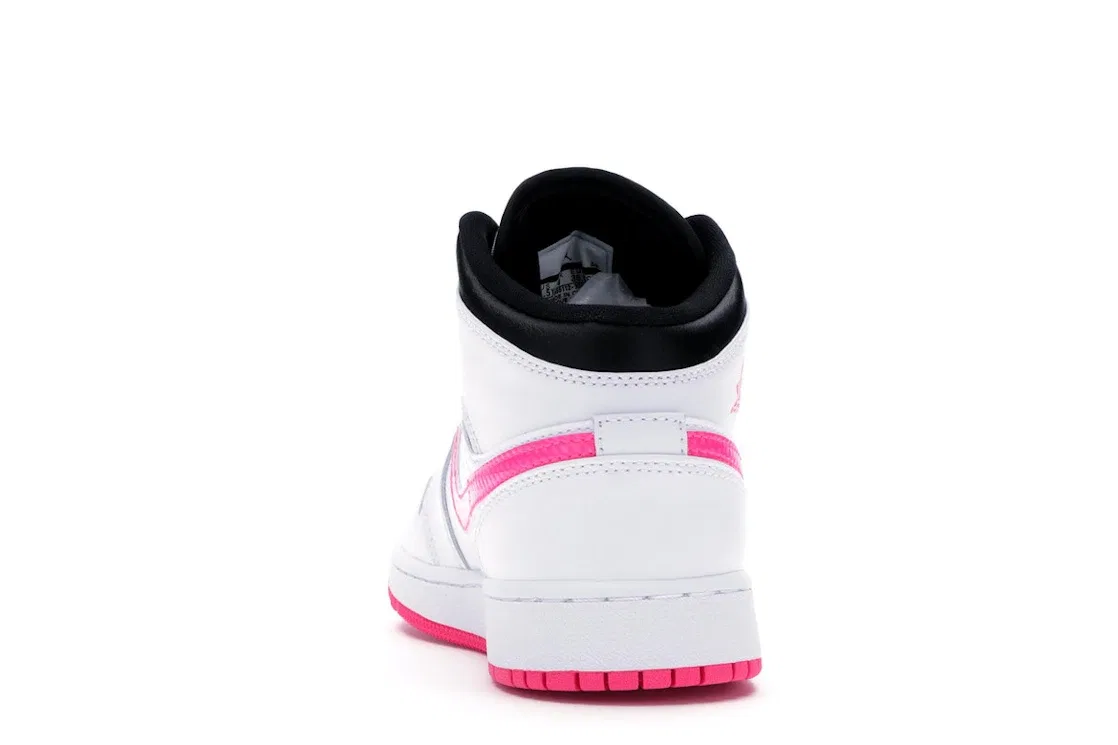 Детские кроссовки Lifestyle с длинным шнурованием Jordan 1 Mid, White/Black-Hyper Pink — фото 4