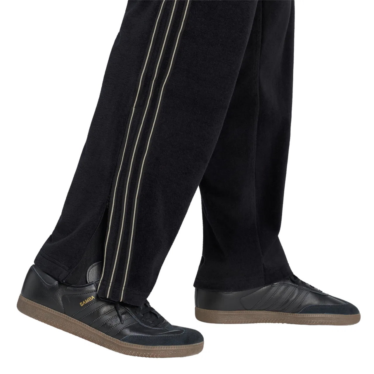 Мужские спортивные штаны из велюра Adidas Originals Firebird, Khaki/Black — фото 4