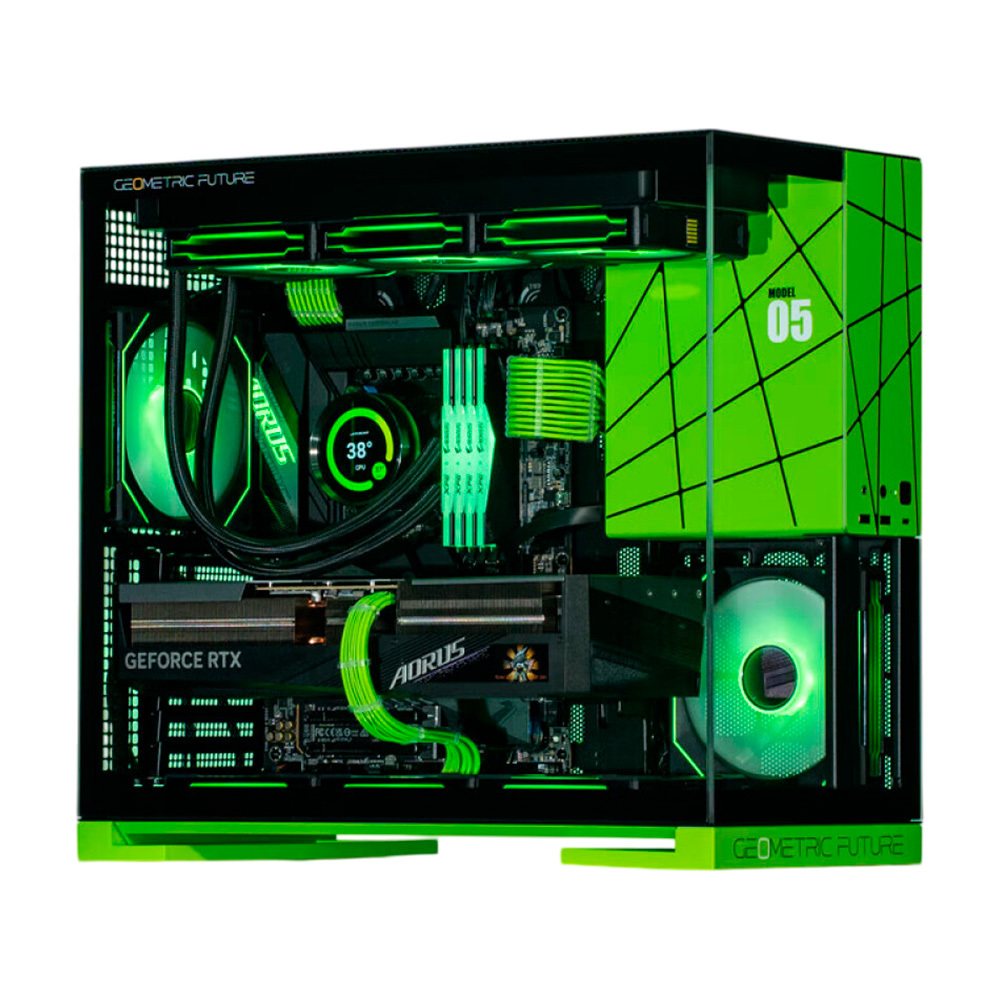 

Системный блок Gigabyte, 16 ГБ/1 ТБ, Core i7-12700KF, RTX 4060 Ti, Model 5 Case, чёрный/зелёный