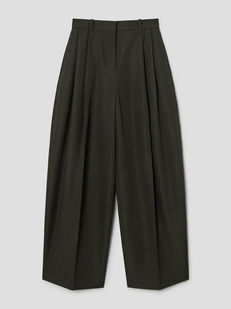 Широкие брюки с высокой талией, двусторонние складки, Le Pantalon D Homme JACQUEMUS, Dark Khaki