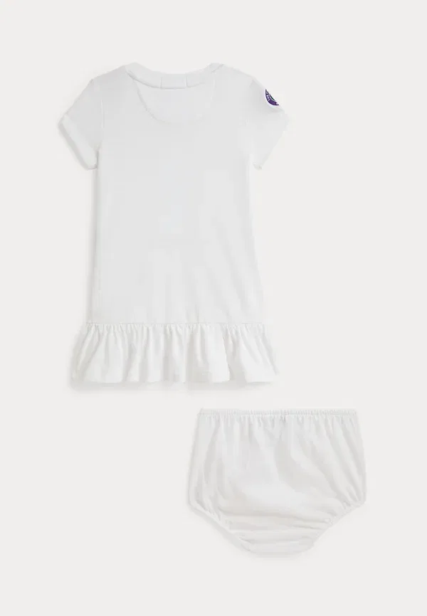Платье хлопковое Wimbledon polo bear dress & bloomer Polo Ralph Lauren White, белый — фото 2