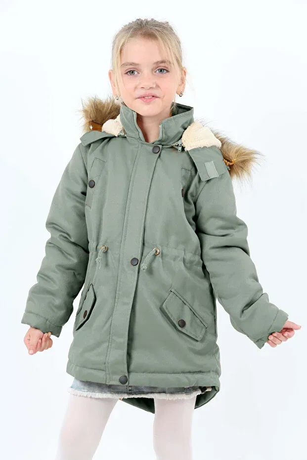 Детское пальто для девочек с капюшоном Asortix, Mint Green
