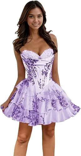 Женское шифоновое платье с цветочным принтом и корсетом, Wisteria