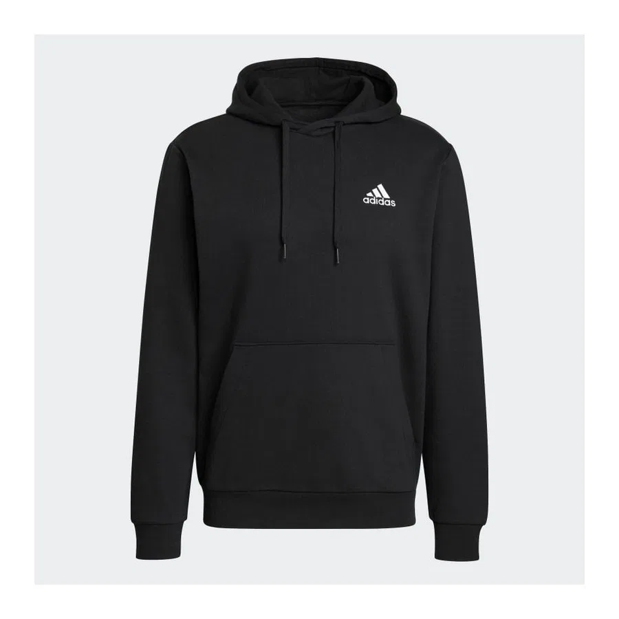 Мужской свитшот с капюшоном и принтом Essentials Fleece adidas, Черный — фото 4
