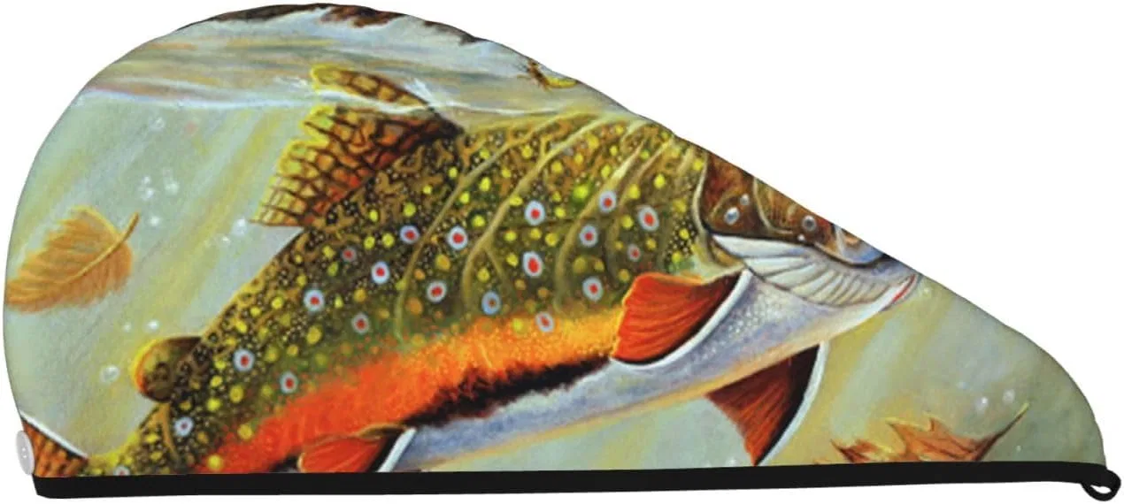 Шапочка для душа COMAAM, микроволокно, 64x26 см, Brook Trout Fishing