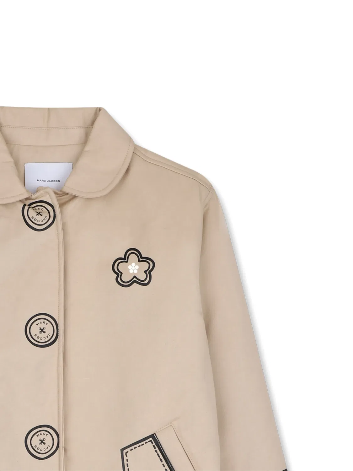 Пальто с эффектом тромплей Marc Jacobs Kids, нейтральные цвета — фото 3