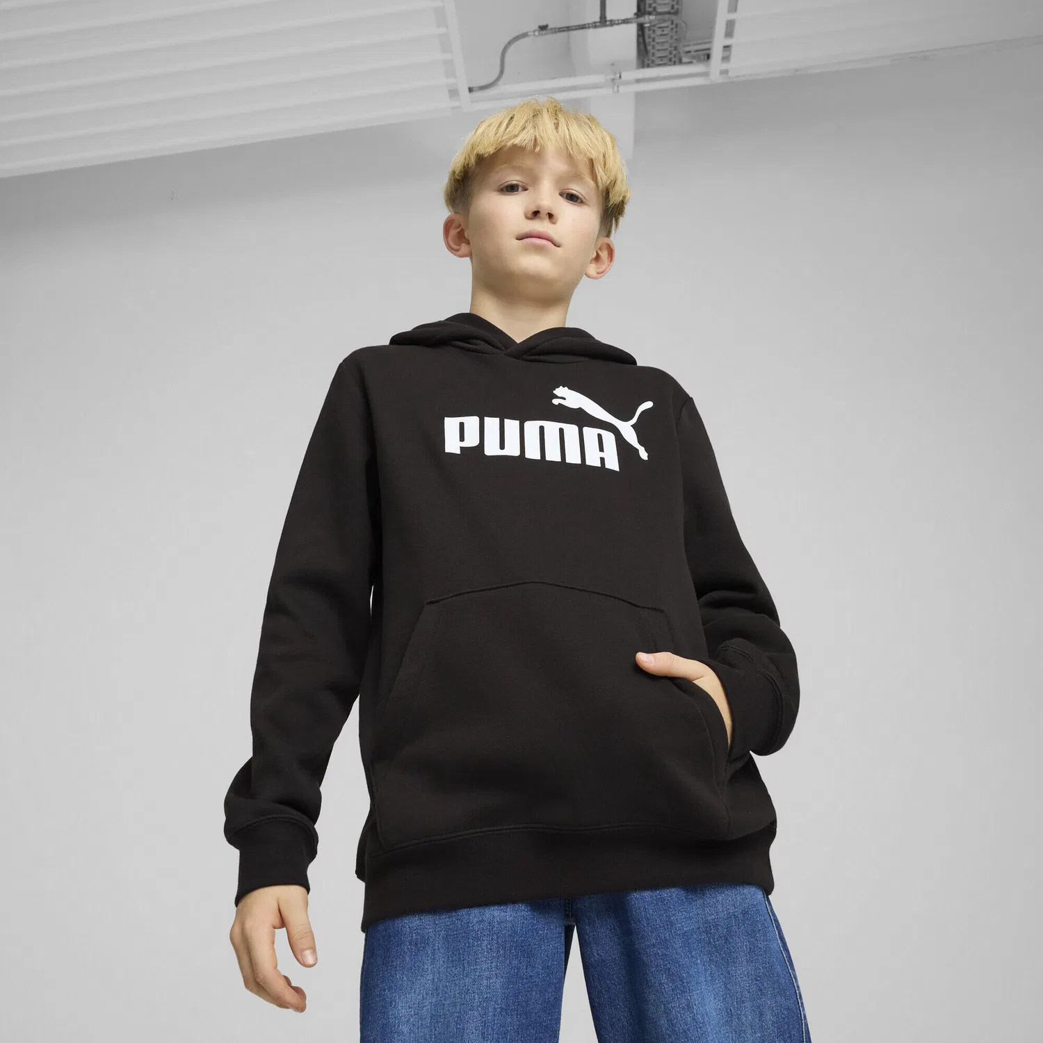 Детское худи для мальчиков с логотипом ESS No. 1 Logo, Puma, Schwarz — фото 2
