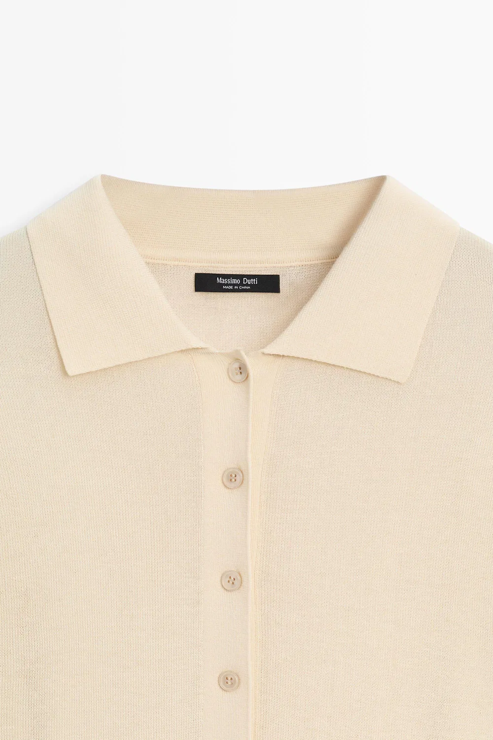 Поло-свитер Massimo Dutti, из смеси хлопка и шелка, слоновая кость — фото 4