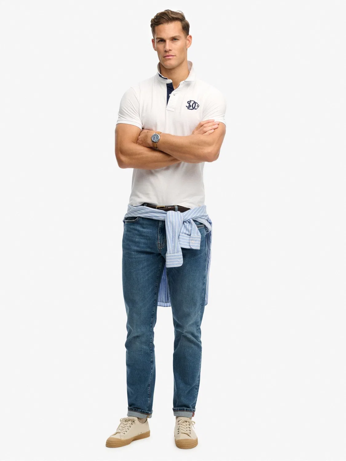 Поло Superdry Monogram, синее — фото 3
