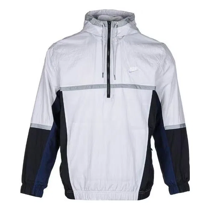 Куртка ветрозащитная с капюшоном и молнией Nike, серая