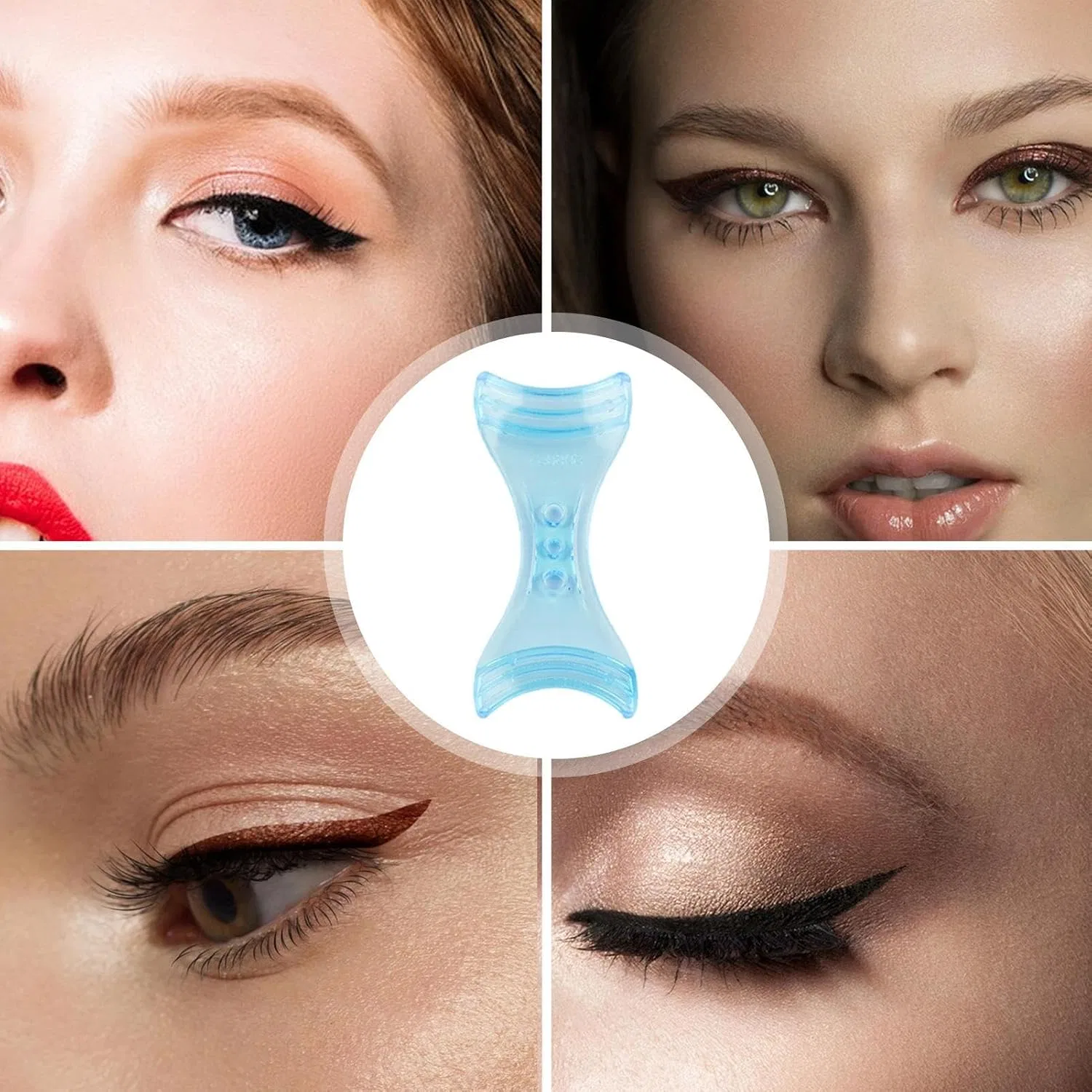 Трафарет для подводки глаз, с антискользящим покрытием, Generic, 12 г, 8x3,7 см, Eyeliner-Innensteg blau — фото 3