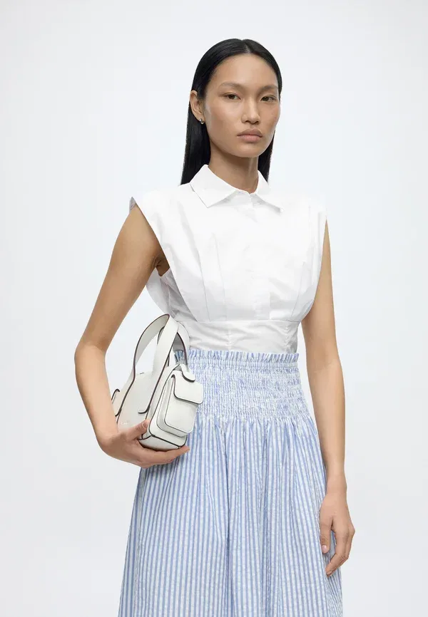 Юбка хлопковая Smocked Skirt Tommy Hilfiger blue spell, White, белый/синий — фото 4