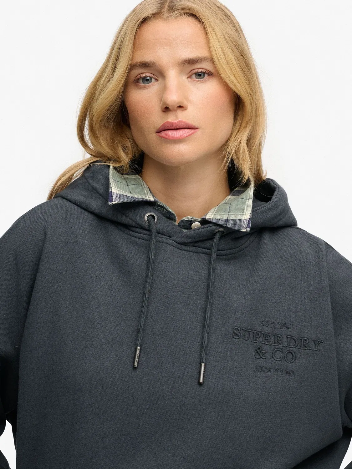 Худи свободного кроя, с вышивкой Superdry, синий — фото 4