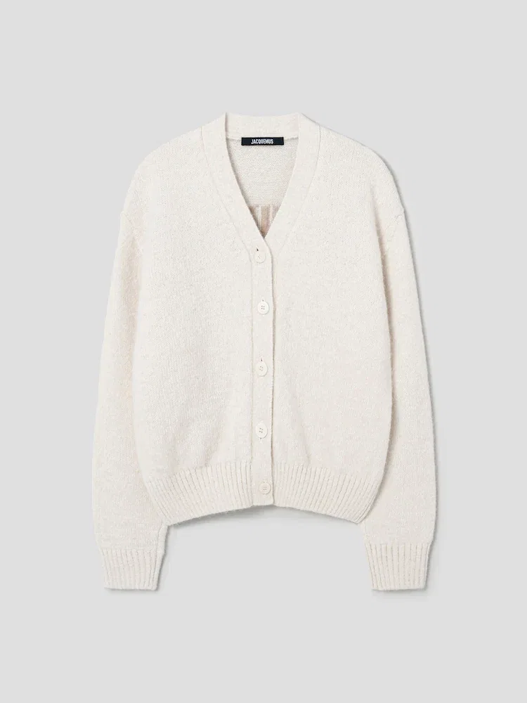 Кардиган с жаккардовым лого JACQUEMUS, Light Beige