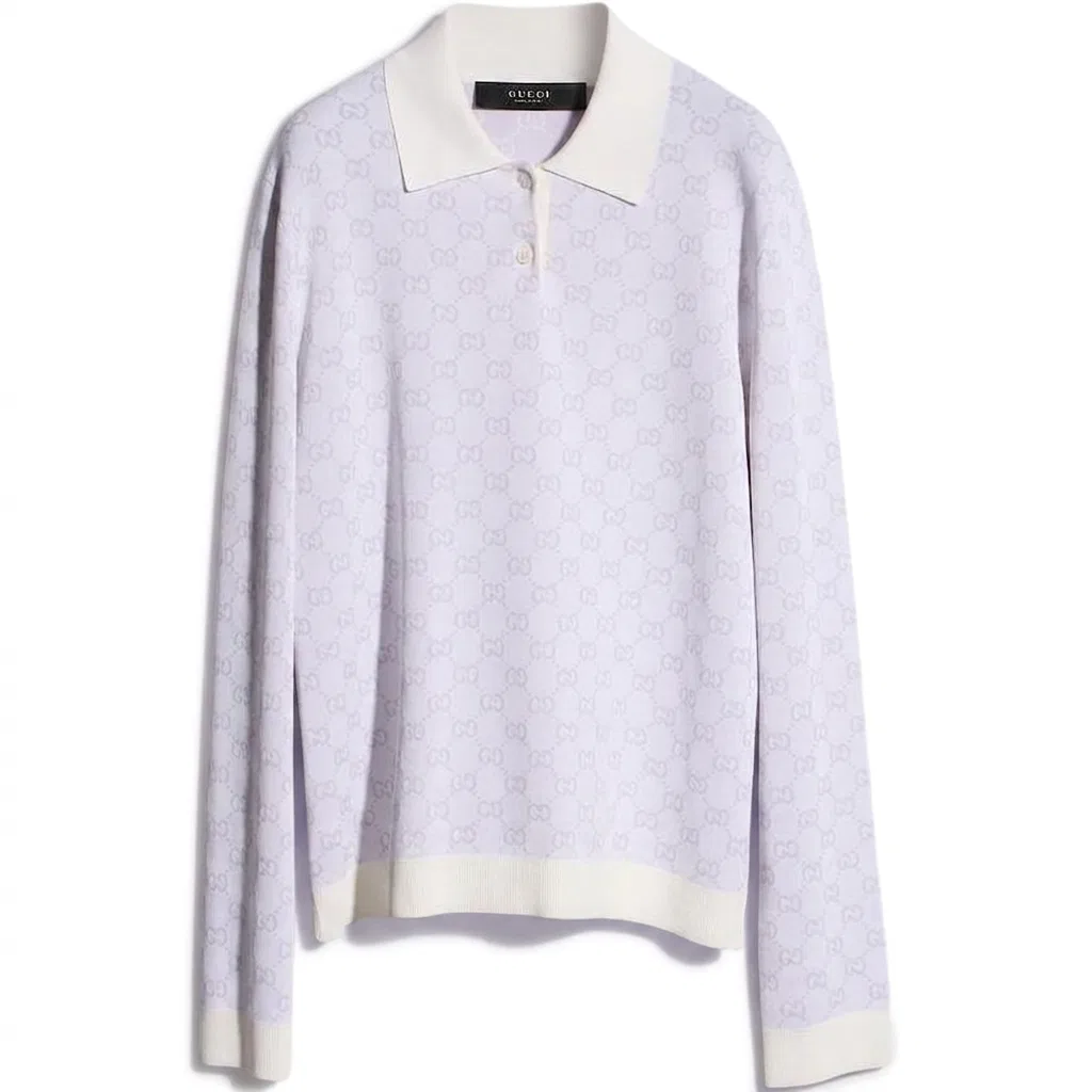 Женский джемпер-поло с воротником Light Purple GUCCI