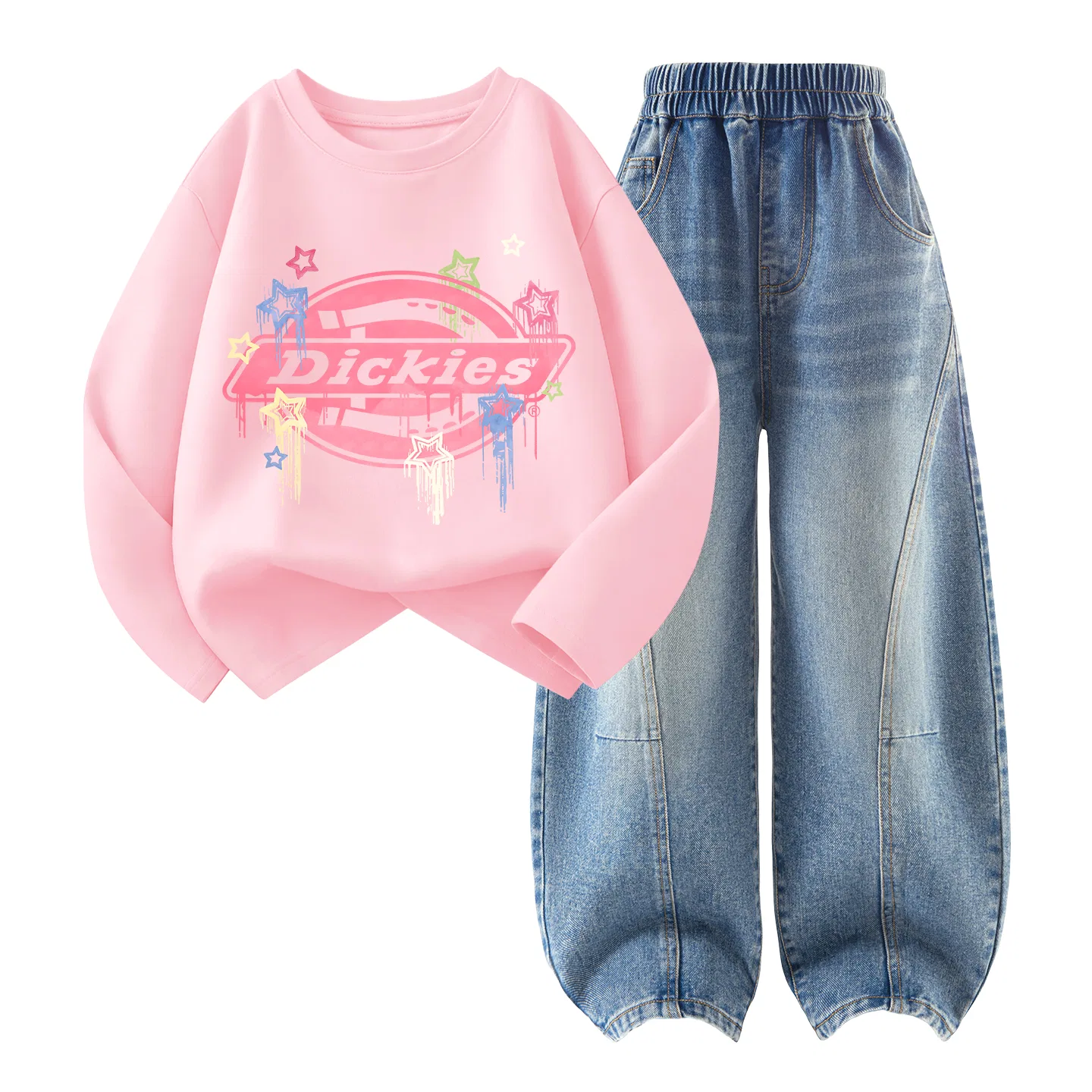 Детский спортивный комплект с принтом Sping Logo Dickies, Light Pink/Denim Light Blue