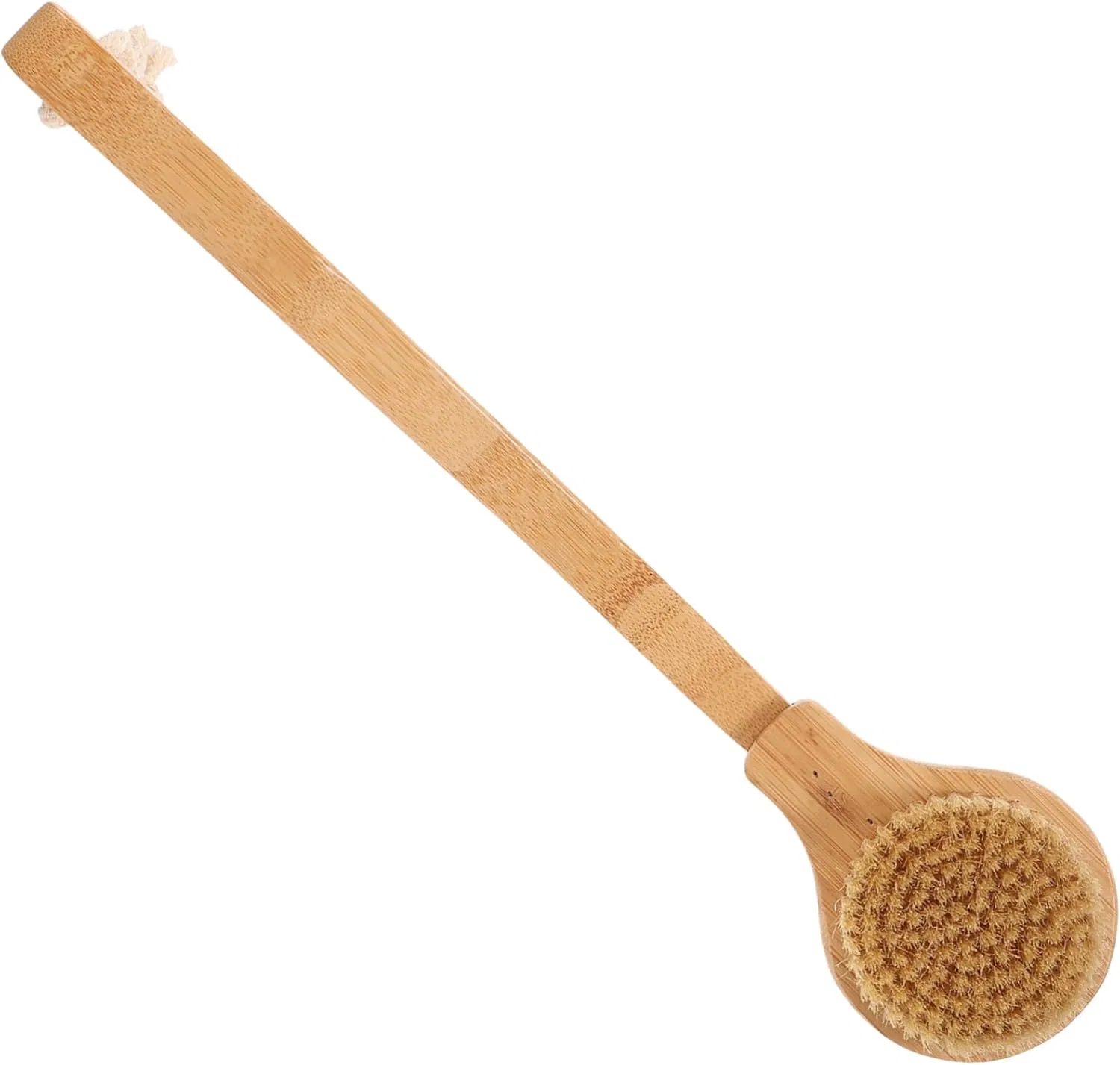 Щетка для душа с длинной ручкой Homoyoyo, щетина из свиной щетины, 38.5x8.4x7 см, Бежевый