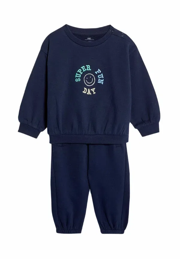 Комплект спортивный из футера с вышивкой Set outfit - tracksuit Marks & Spencer, темно-синий