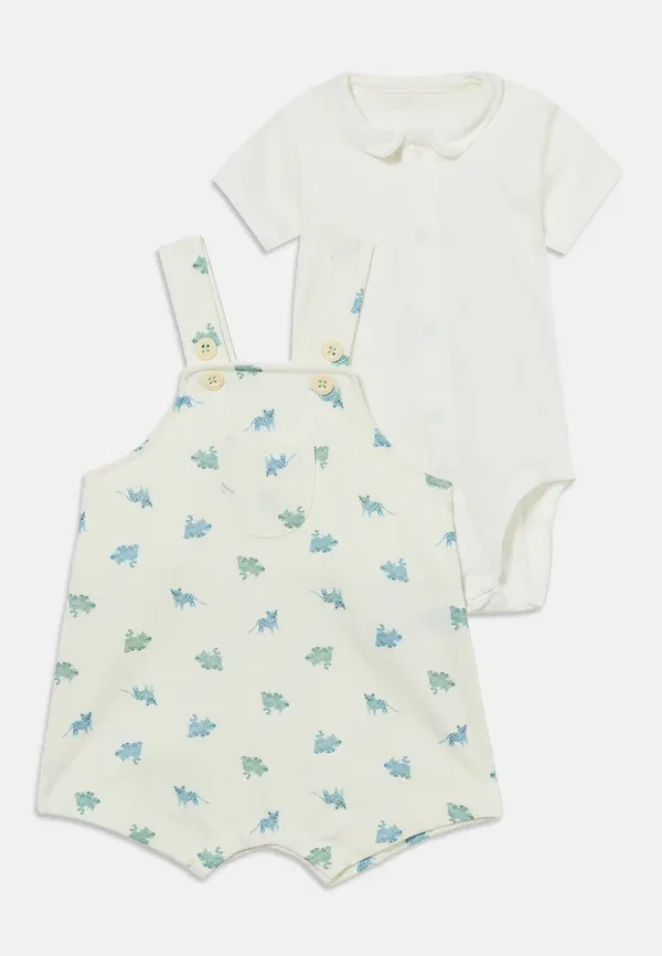 Комплект из боди и шорт с принтом, Ensemble salopette unisex set - basic t-shirt, Petit Bateau, marshmallow, multi-coloured, мультиколор — фото 3