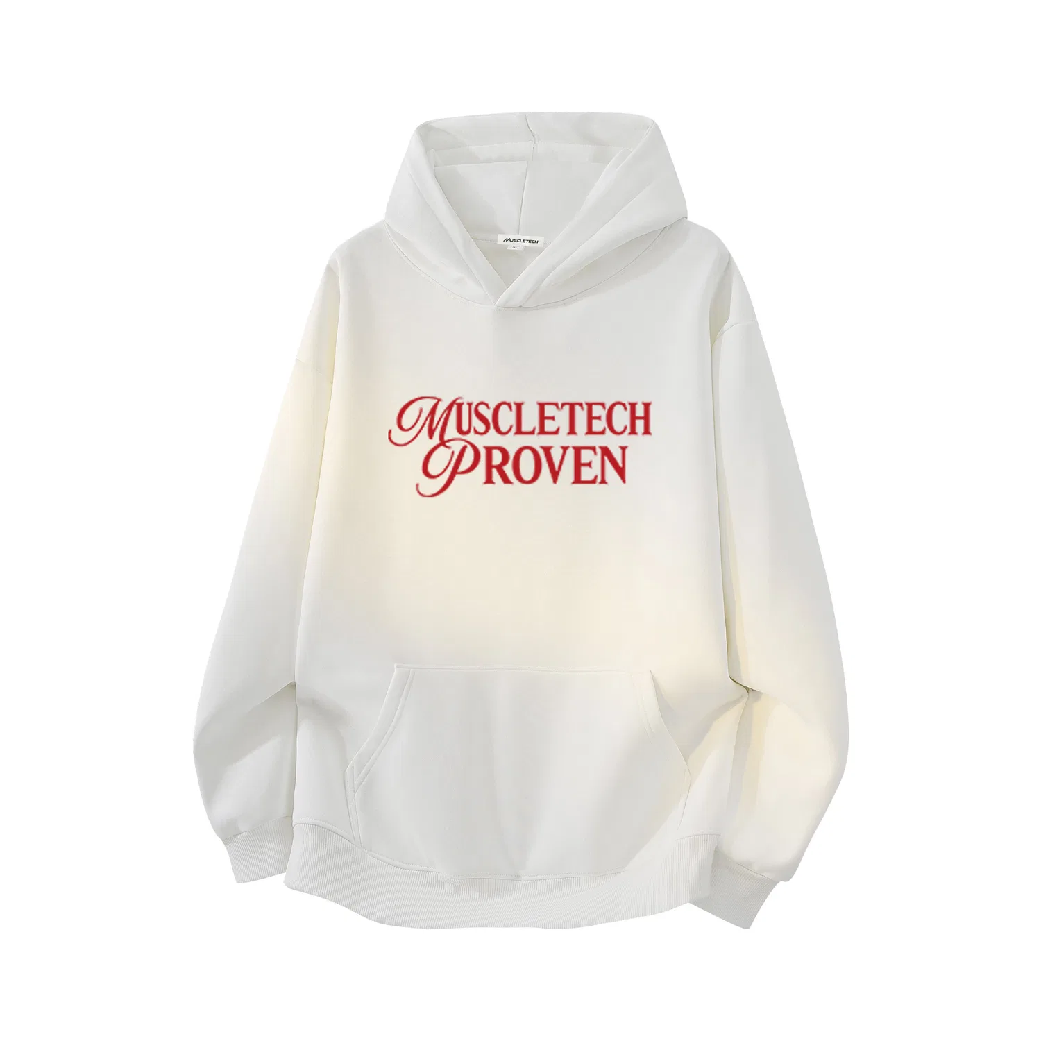 Детское худи с капюшоном, белое с черным принтом, Sweatshirts Unisex Hooded, MUSCLETECH — фото 4