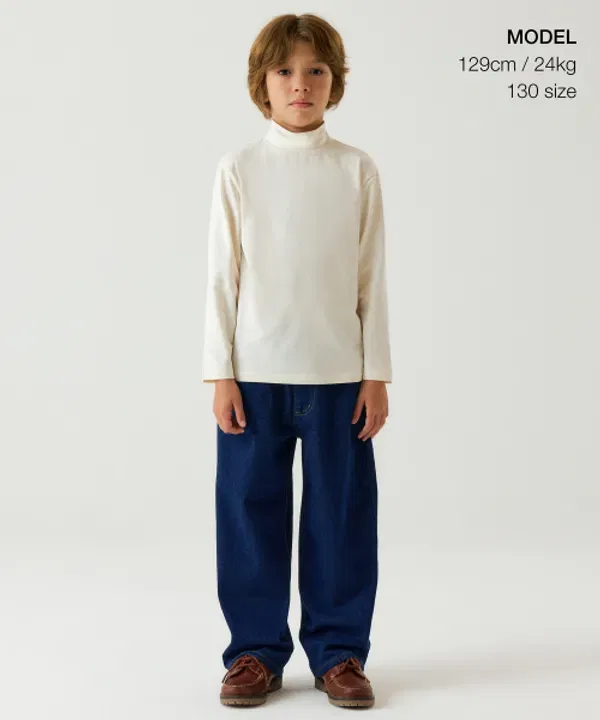 Водолазка с длинным рукавом, базовая, Musinsa Standard Kids, кремовый — фото 2