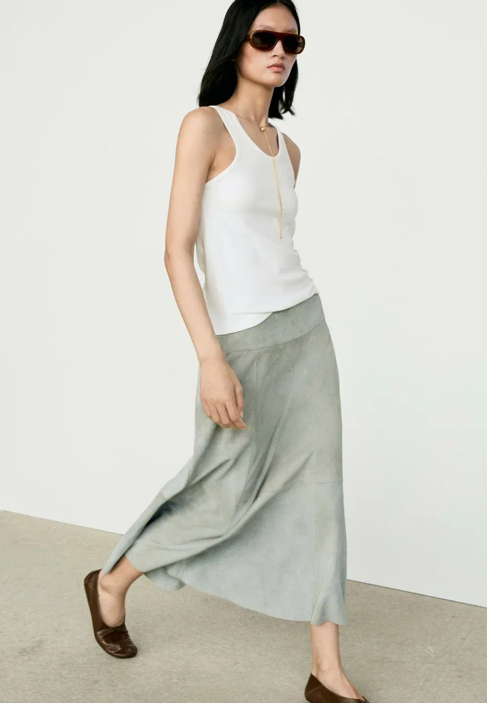 Футболка с круглым вырезом из смесовой хлопковой ткани Massimo Dutti, White — фото 4